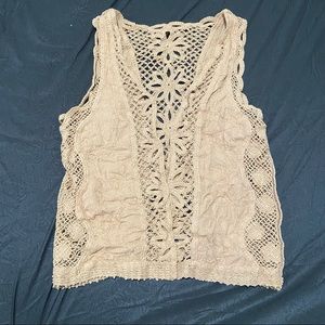 Bohemian knit button front vest